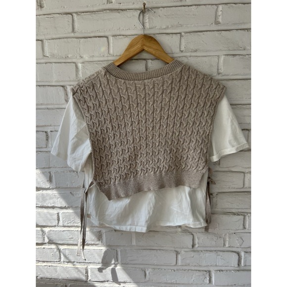 ZARA‎ Layered Docking Cable Braid Size Large Beige white 3-0815S - Picture 5 of 9